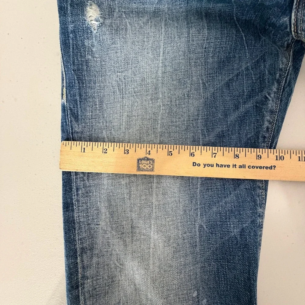 True Religion Rocco Relaxed Skinny Jeans Medium Blue Wash Distressed Mens 34